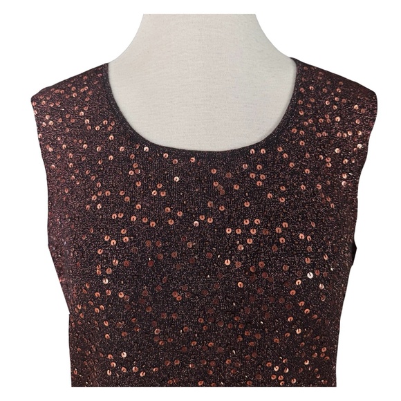 ALEX & CO Women’s Sequin Sleeveless Tank Top Blouse Size 16 Metallic Copper - Picture 3 of 7